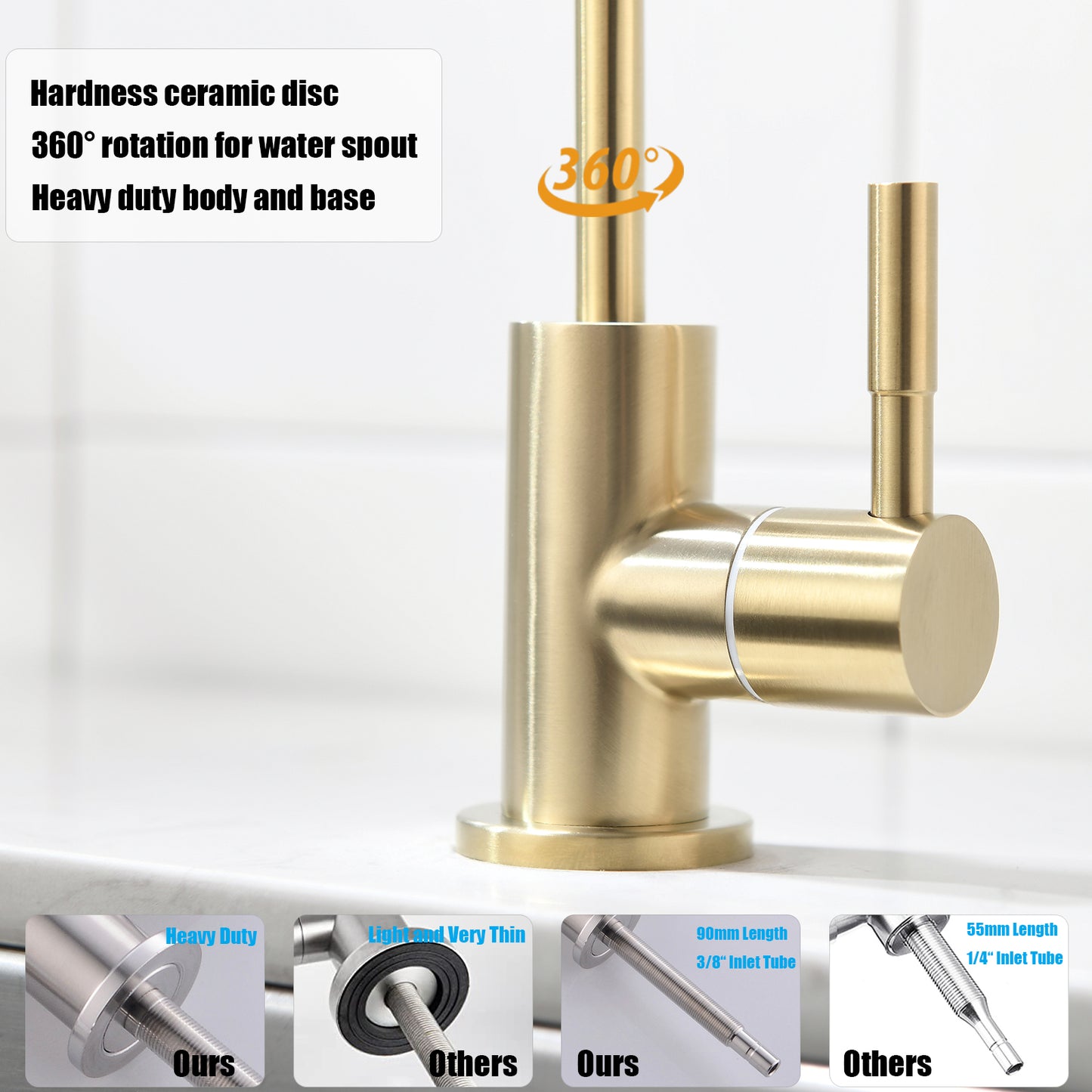 A601 SUS304 Stainless Steel filter faucet - one way drinking water tap (Brushed Gold)