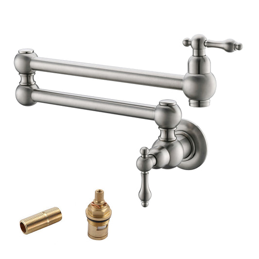 Havin Pot Filler Faucet,Pot Filler Faucet Wall Mount, Pot Filler Faucet Wall Mount, Brushed Nickel with Double Joints (Style B Brushed Nickel)