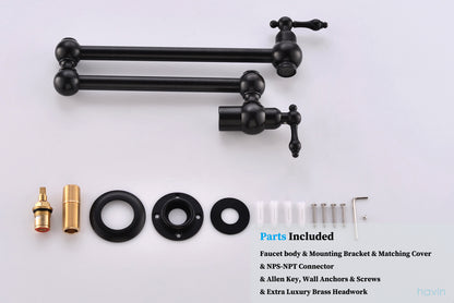 Havin HV1002 Pot filler faucet wall mount,Oil Rubbed Bronze color,with Double Joint Swing Arms,Single Hole(Style B Oil Rubbed Bronze)