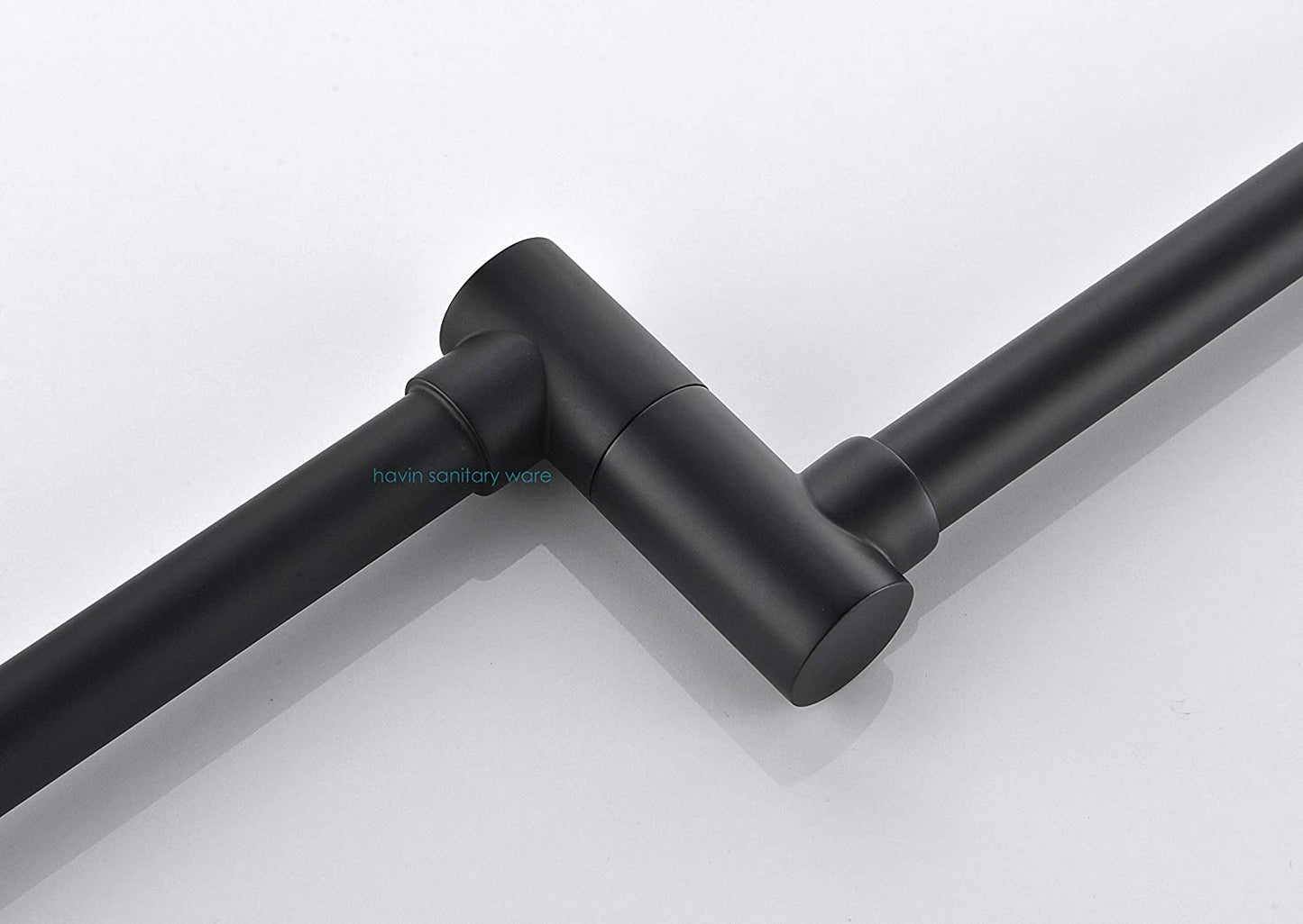 Havin Pot Filler Folding Stretchable Double Joint Swing Arm Matte Black, Wall Mount Kitchen Faucet, Single Hole Two Handle Kitchen Sink Faucet