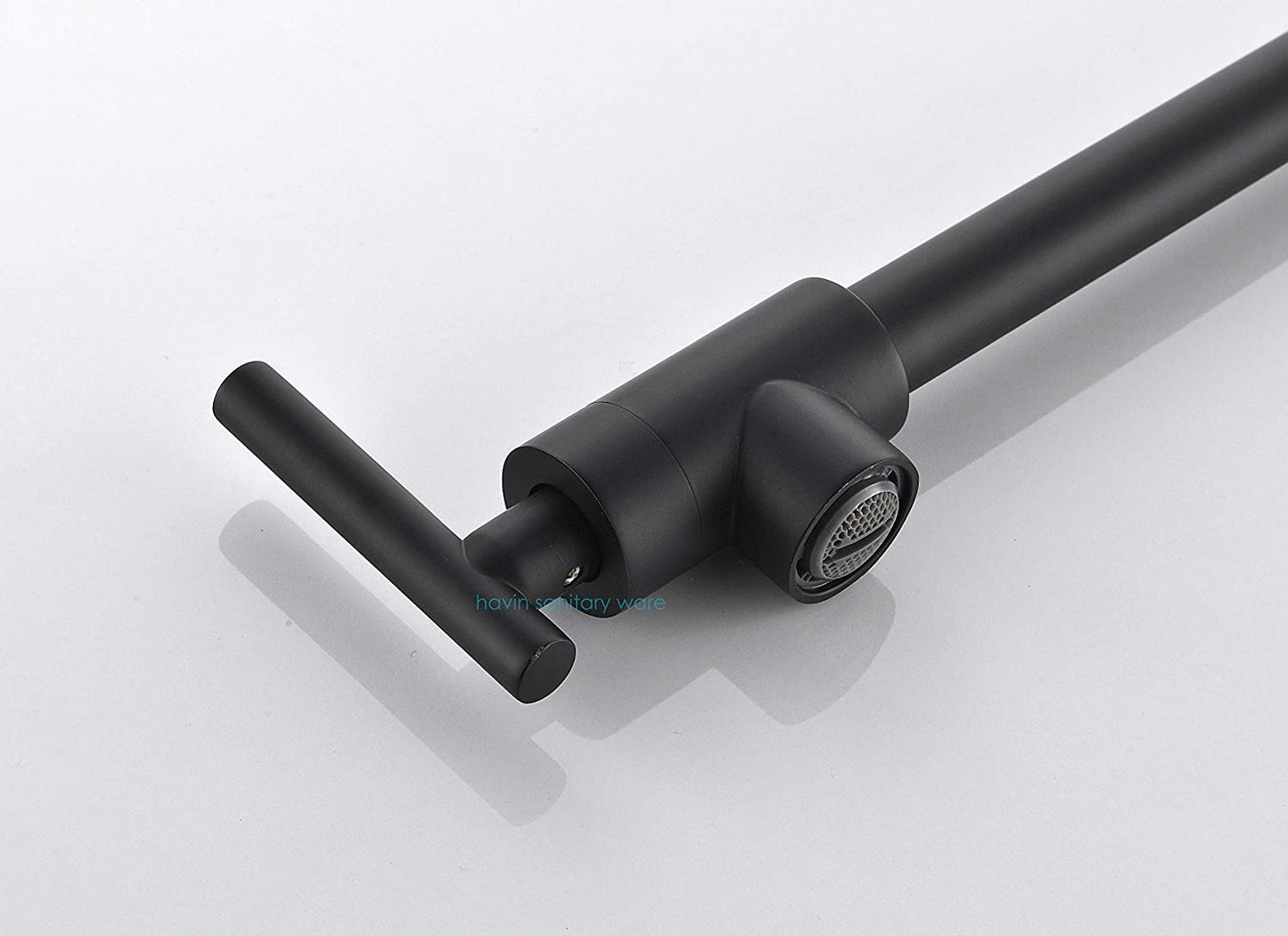 Havin Pot Filler Folding Stretchable Double Joint Swing Arm Matte Black, Wall Mount Kitchen Faucet, Single Hole Two Handle Kitchen Sink Faucet