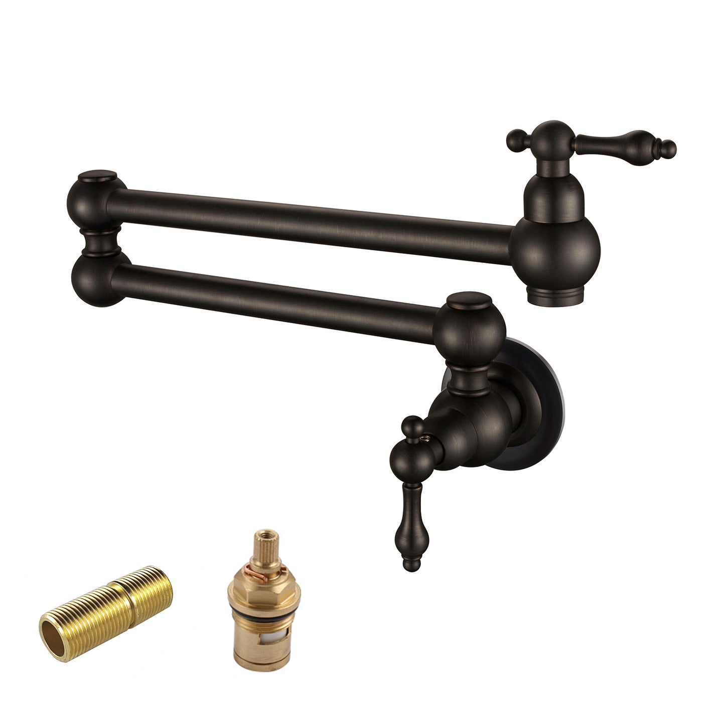 Havin HV1002 Pot filler faucet wall mount,Oil Rubbed Bronze color,with Double Joint Swing Arms,Single Hole(Style B Oil Rubbed Bronze)