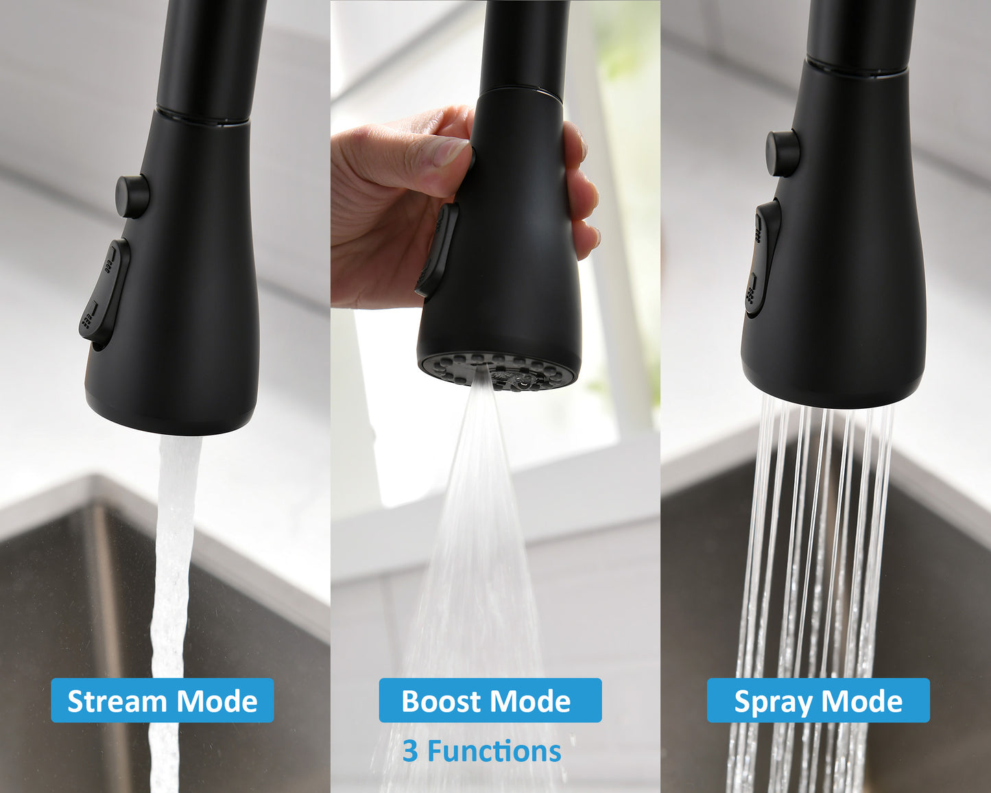 Havin Kitchen Faucet with Pull Down Sprayer Head,Kitchen Faucet Including 10" Deck Plated,(Matte Black)HV502B