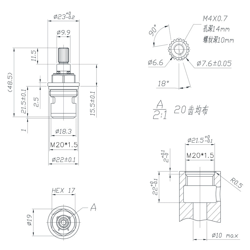 Havin pot filler replacement ceramic cartridge for Style A ,faucet valve, brass headwork