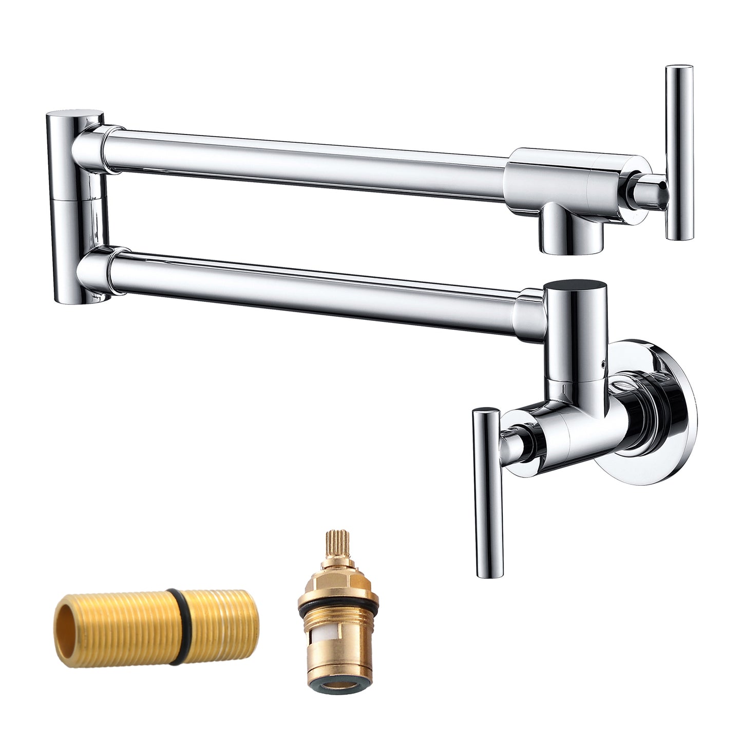 Havin Brass Pot Filler,Wall Mount Commercial Pot Filler Faucet,Brass Copper Material Kitchen Folding Faucet,Coffee Machine Faucet with Stretchable Double Joint Swing Arms,Style A,Chrome Plated