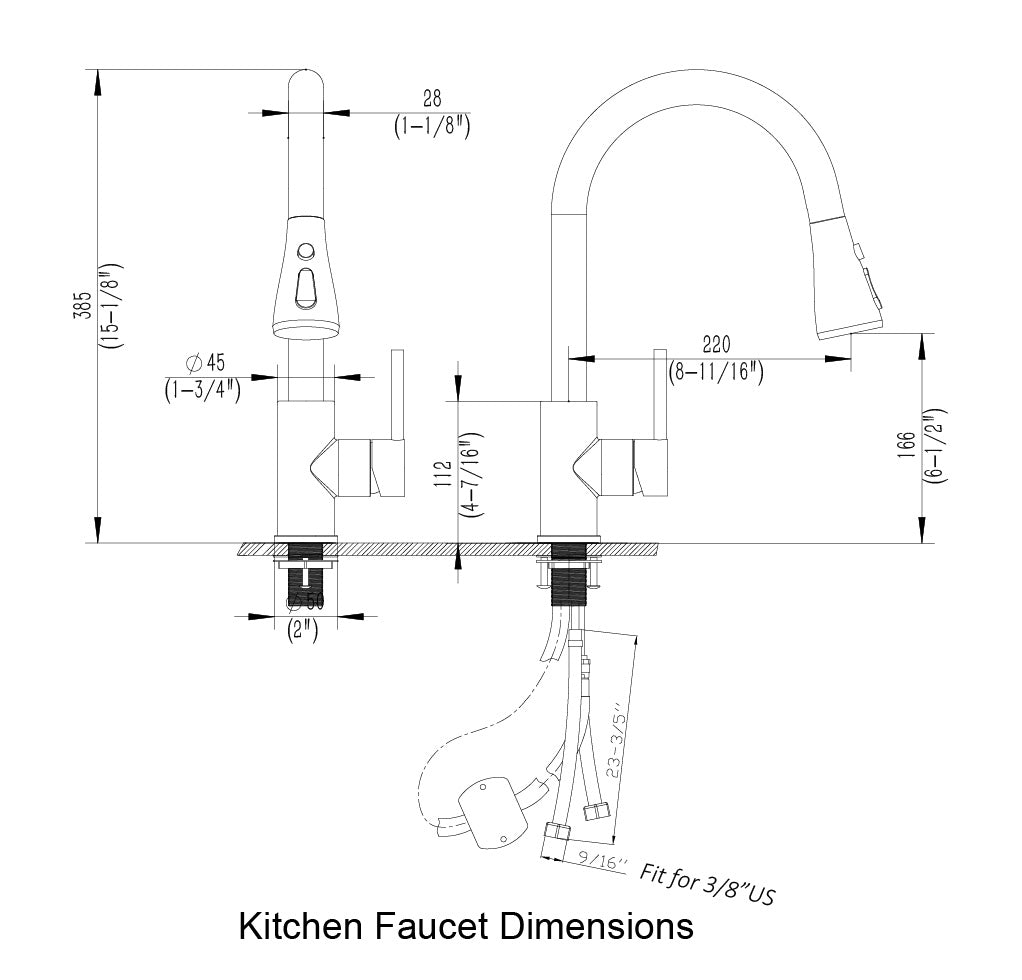 Havin Kitchen Faucet with Pull Down Sprayer Head,Kitchen Faucet Including 10" Deck Plated,(Matte Black)HV502B