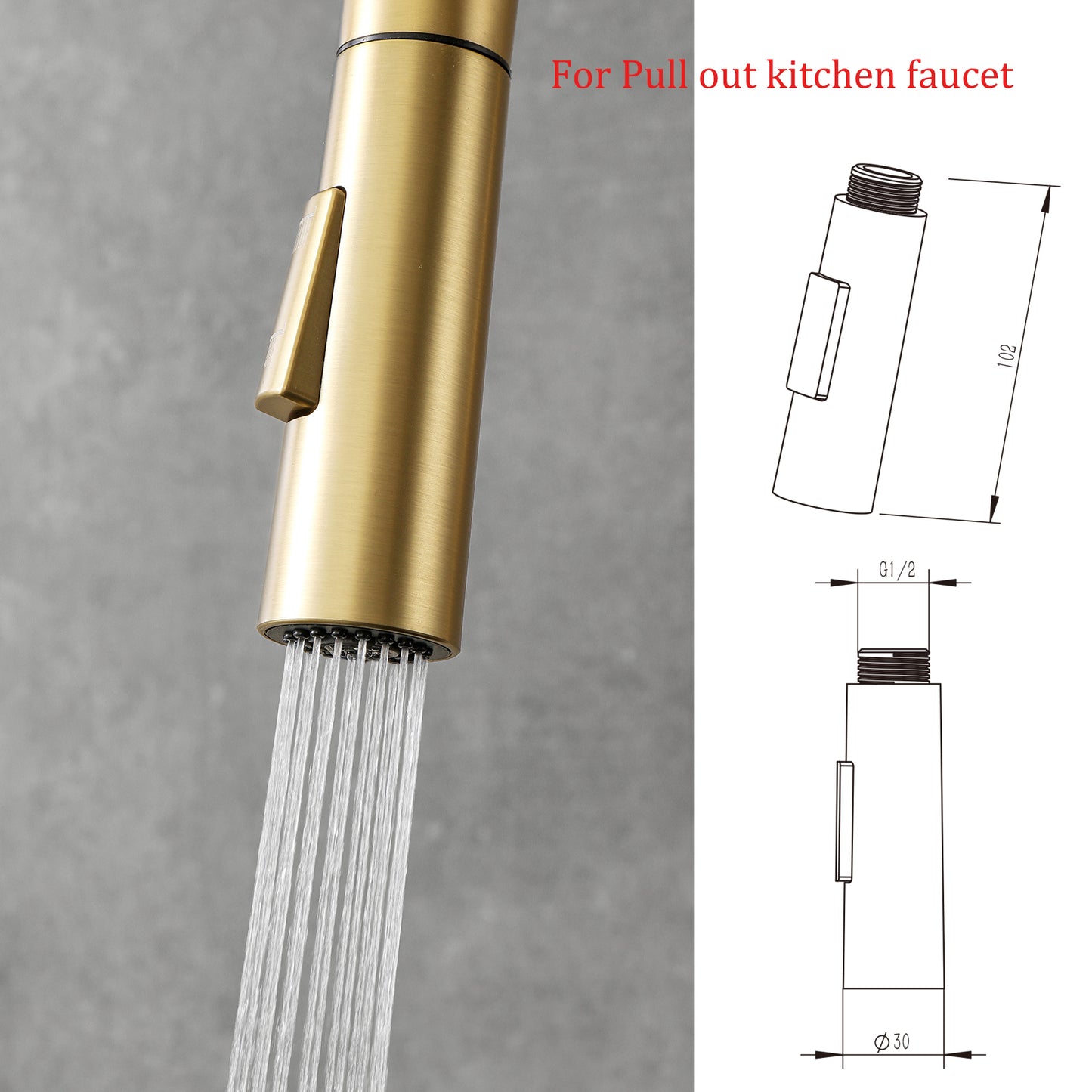 Pull down Spray for HV601 and HV501 pull-out kitchen faucet Brushed Gold