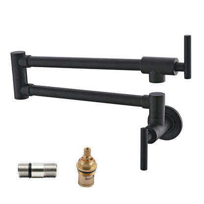 Havin Pot Filler Folding Stretchable Double Joint Swing Arm Matte Black, Wall Mount Kitchen Faucet, Single Hole Two Handle Kitchen Sink Faucet