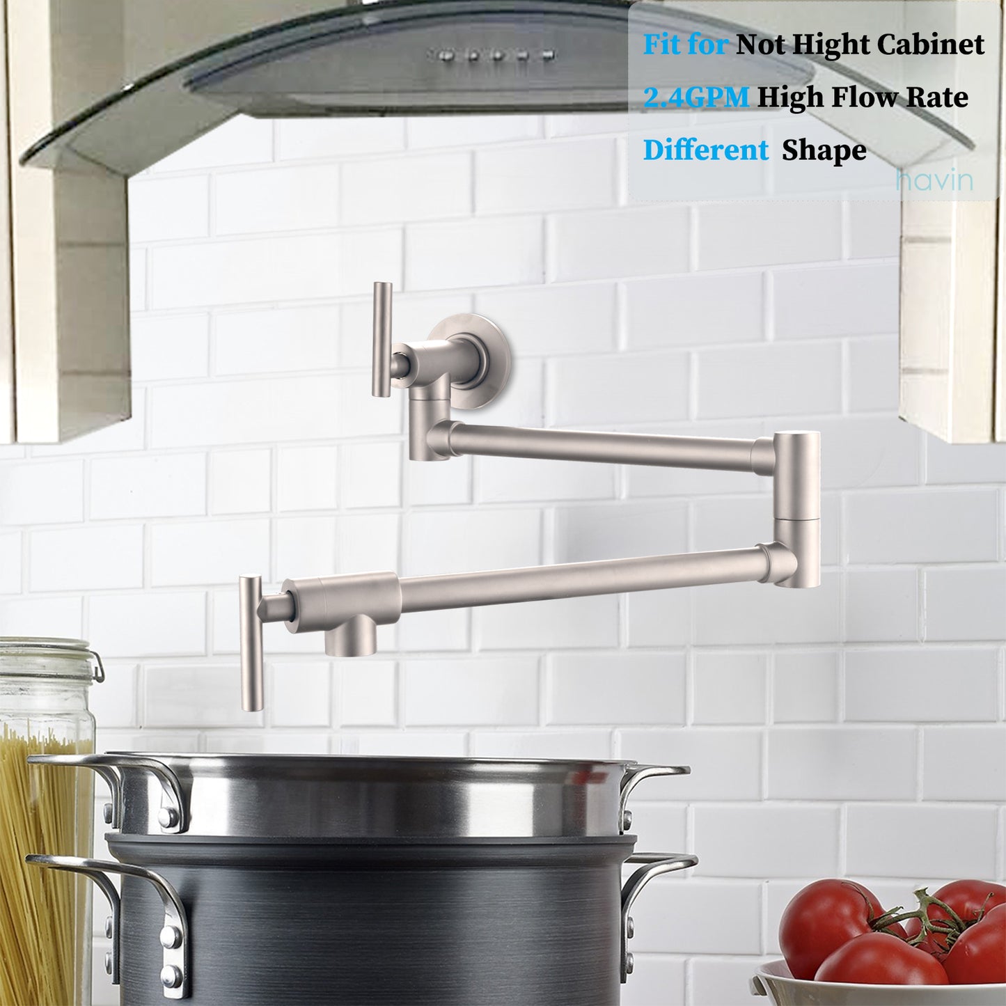 Model: CM02-Customized -Havin A202 Pot filler faucet wall mount, (Style A Brushed Nickel)