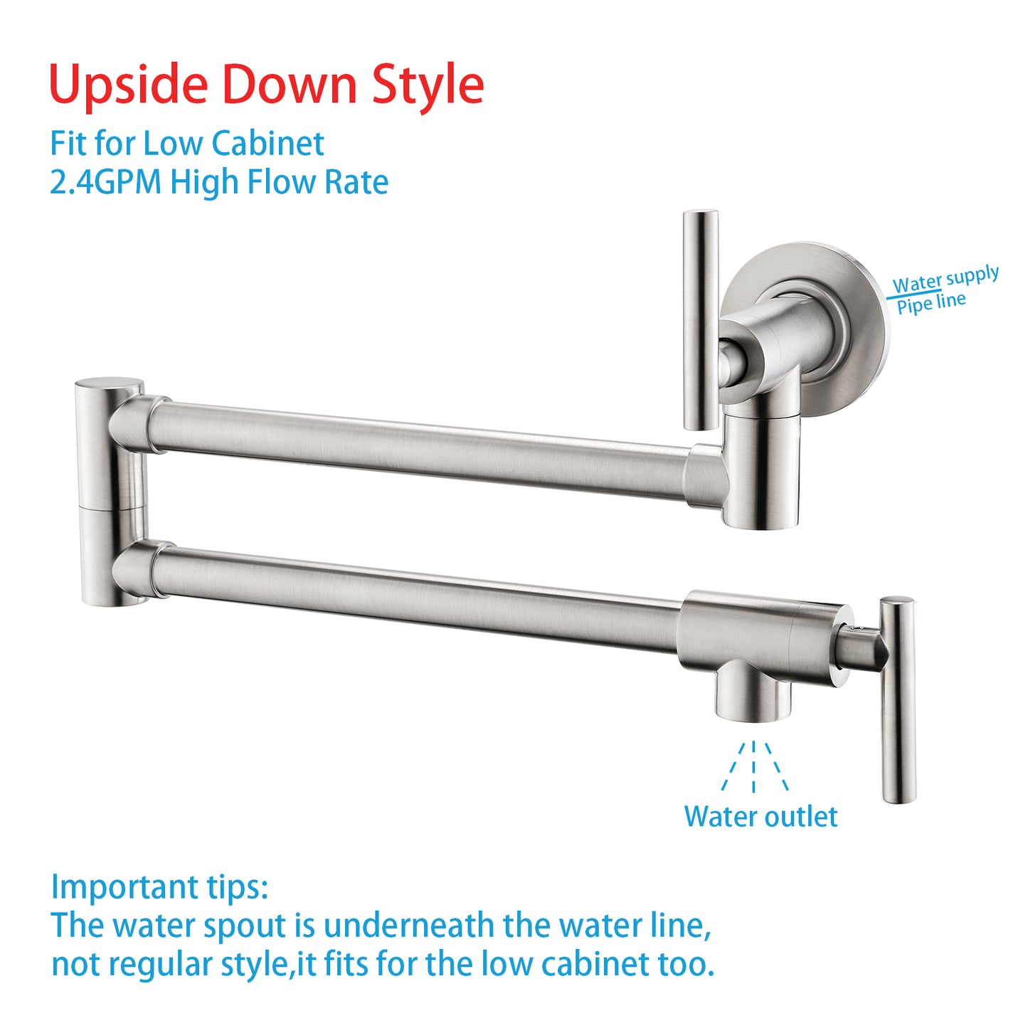 Havin A202 Pot filler faucet wall mount, upside down style (Brushed Nickel)