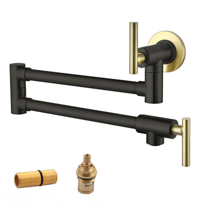 Havin A202 Pot filler faucet wall mount, Stainless Steel Material, Upside Down Style, Brushed Gold and Black (New Structure))