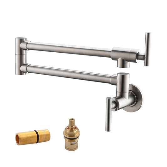 Havin Pot Filler,Pot Filler Faucet Wall Mount,Brass Material,with Double Joint Swing Arms (Style A Brushed Nickel A203, Brushed Nickel)